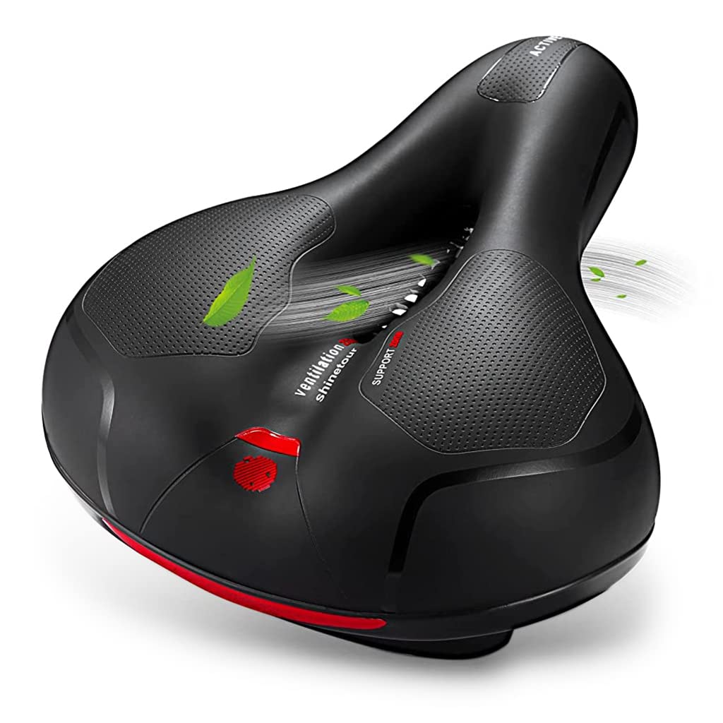 Proberos Cycle Seat with Red Reflective Safety Strip, Universal Memory Foam Bicycle Seat Waterproof Breathable Shock Absorbing Bike Saddle for Bike Mountain Bike Proberos Cycle Seat with Red Reflective Safety Strip, Universal Memory Foam Bicycle Seat Waterproof Breathable Shock Absorbing Bike Saddle for Bike Mountain Bike